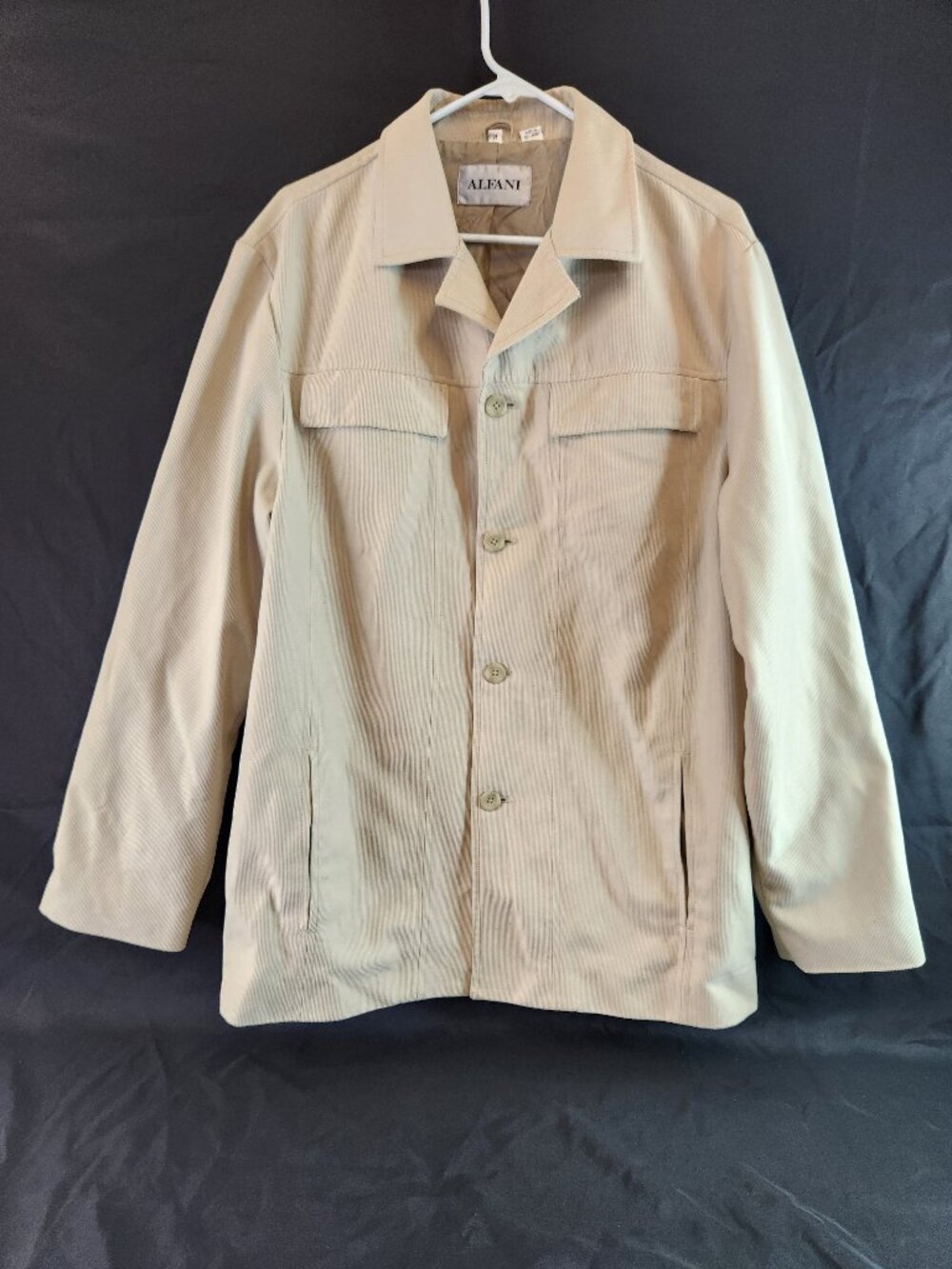 Aleani Texured Men's Jacket Polyester Blend Size Medium Cream